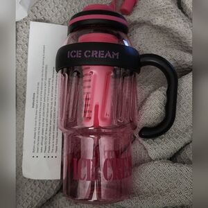 Pink and Black Ice Cream Water Bottle